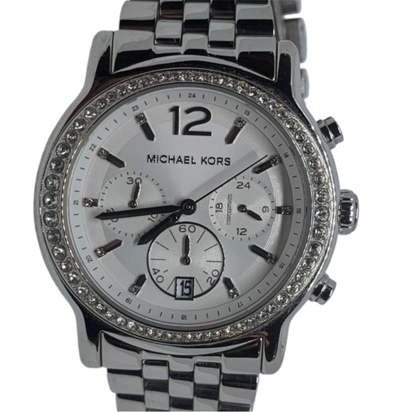 Michael Kors Accessories - Michael Kors Silver Crystal Accent Stainless Steel Chronograph unisex